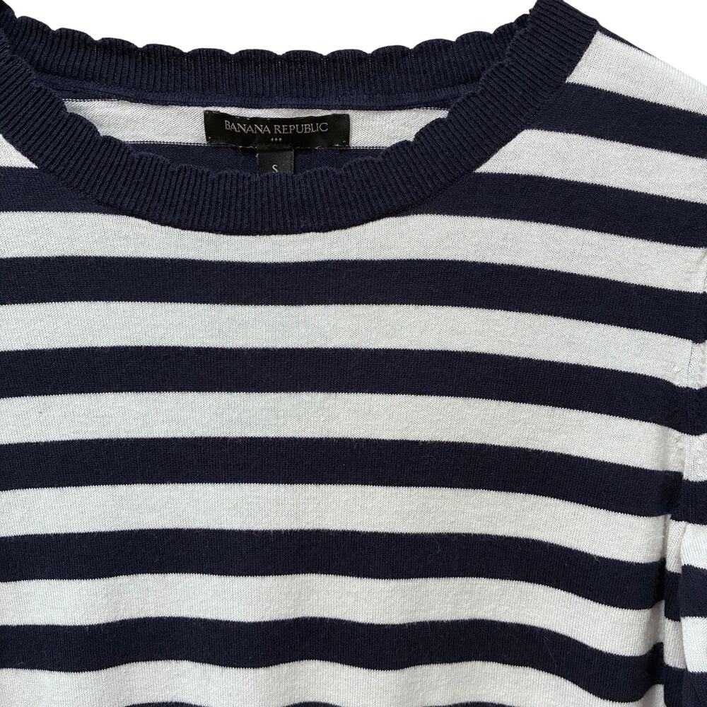 Banana Republic Long Sleeve Sweater Navy/White Small - Picture 3 of 6